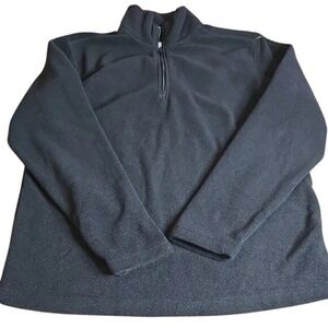 St.‎ John's Bay Quarter Zip Fleece Pullover, Black, Men's Size Small